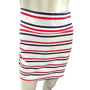 Charlotte Russe Mini Skirt 1X Striped Bodycon Stretch Casual Patriotic‎ July 4th